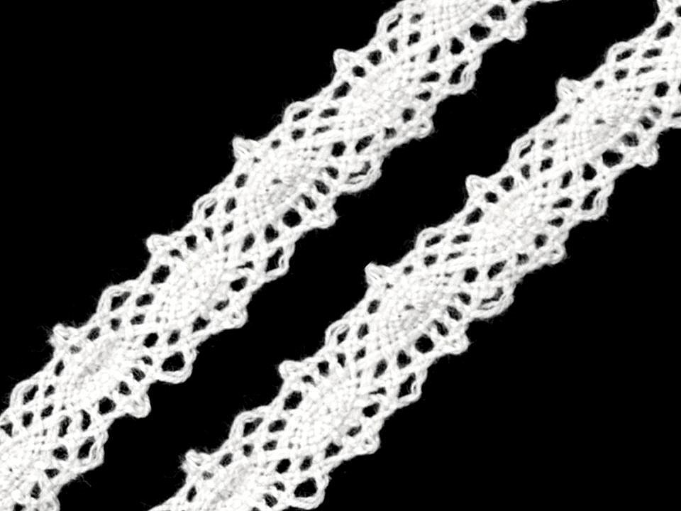 Dantelă bumbac croşetată, lățime 12 mm - Alb (27 Metri)