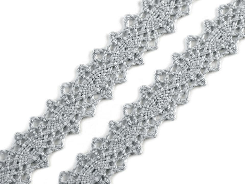 Dantelă bumbac croşetată, lățime 12 mm - Alb (27 Metri)