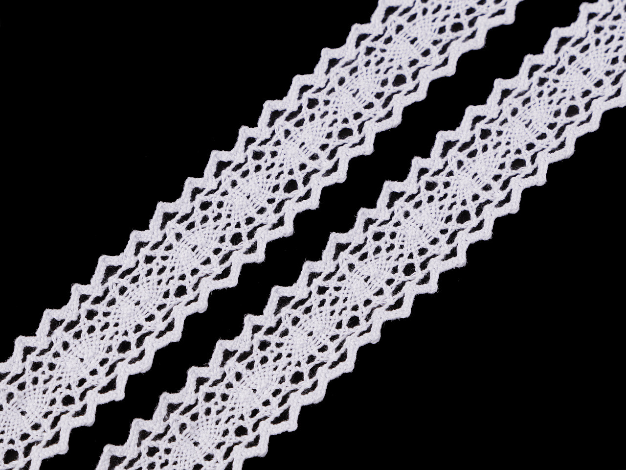 Dantelă bumbac croşetată, lățime 23 mm - Alb (18 Metri)