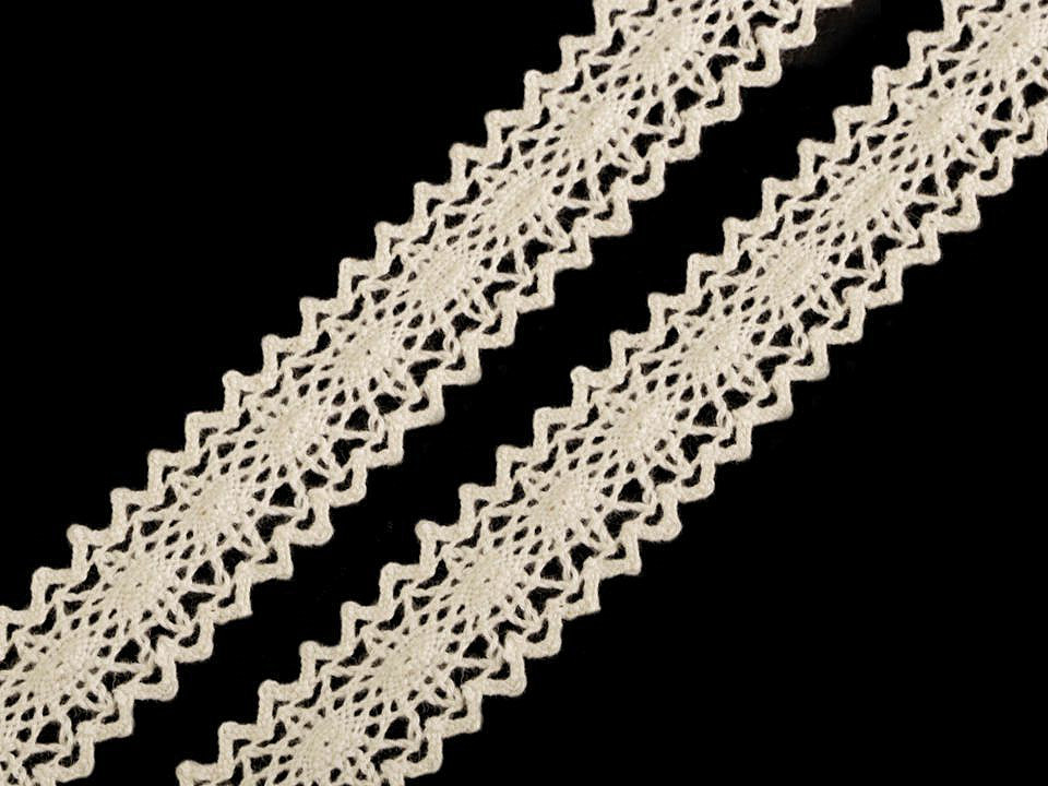 Dantelă bumbac croşetată, lățime 23 mm - Alb (18 Metri)
