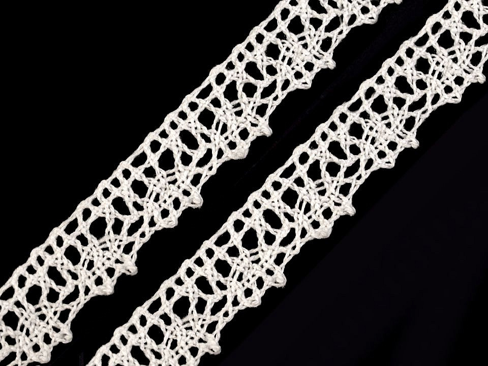 Dantelă bumbac croşetată, lățime 15 mm - Bej deschis (18 Metri)