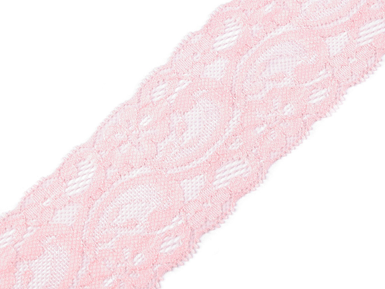 Dantelă elastică, lățime 55 mm - Alb (1 Metru)