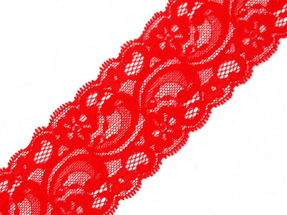 Dantelă elastică, lățime 55 mm - Alb (1 Metru)