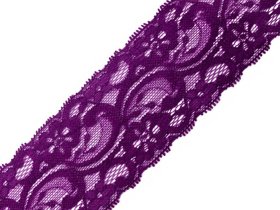 Dantelă elastică, lățime 55 mm - Alb (1 Metru)