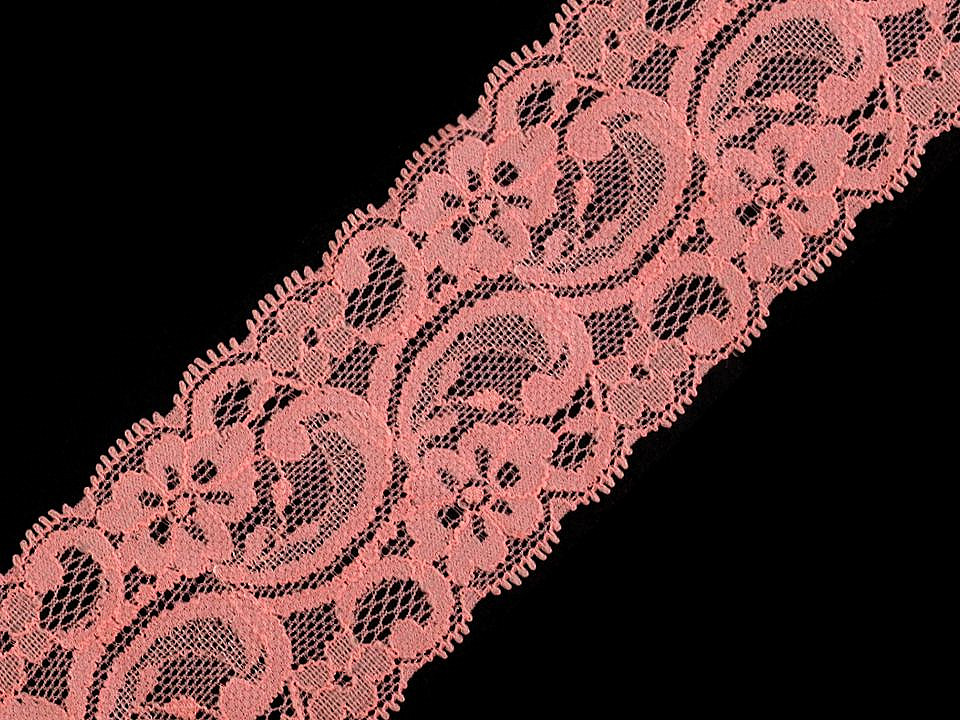 Dantelă elastică, lățime 55 mm - Alb (1 Metru)