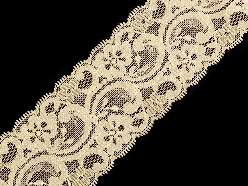 Dantelă elastică, lățime 55 mm - Alb (1 Metru)