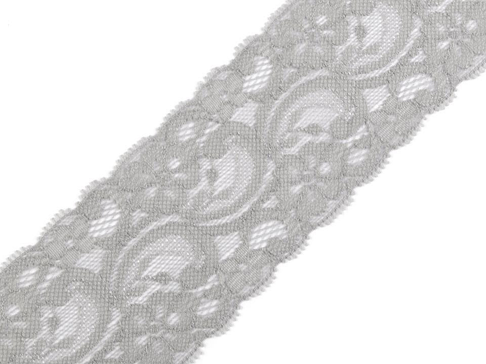 Dantelă elastică, lățime 55 mm - Alb (1 Metru)