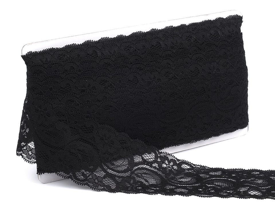 Dantelă elastică, lățime 55 mm - Alb (1 Metru)