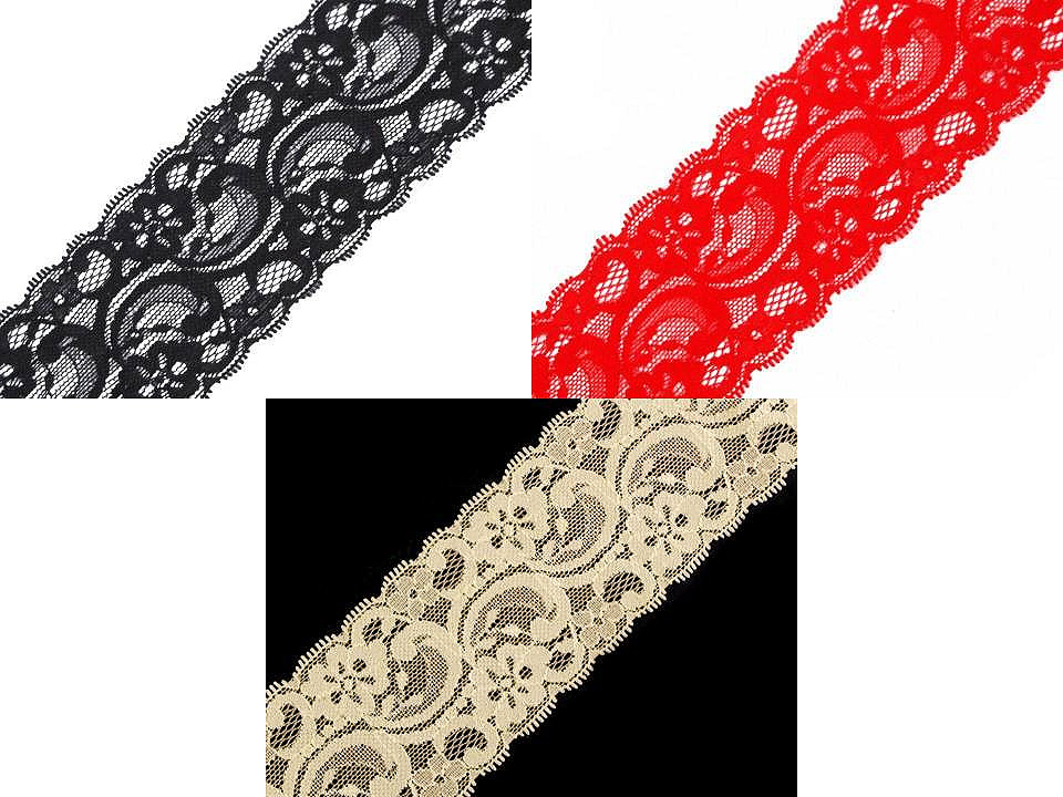 Dantelă elastică, lățime 55 mm - Alb (1 Metru)