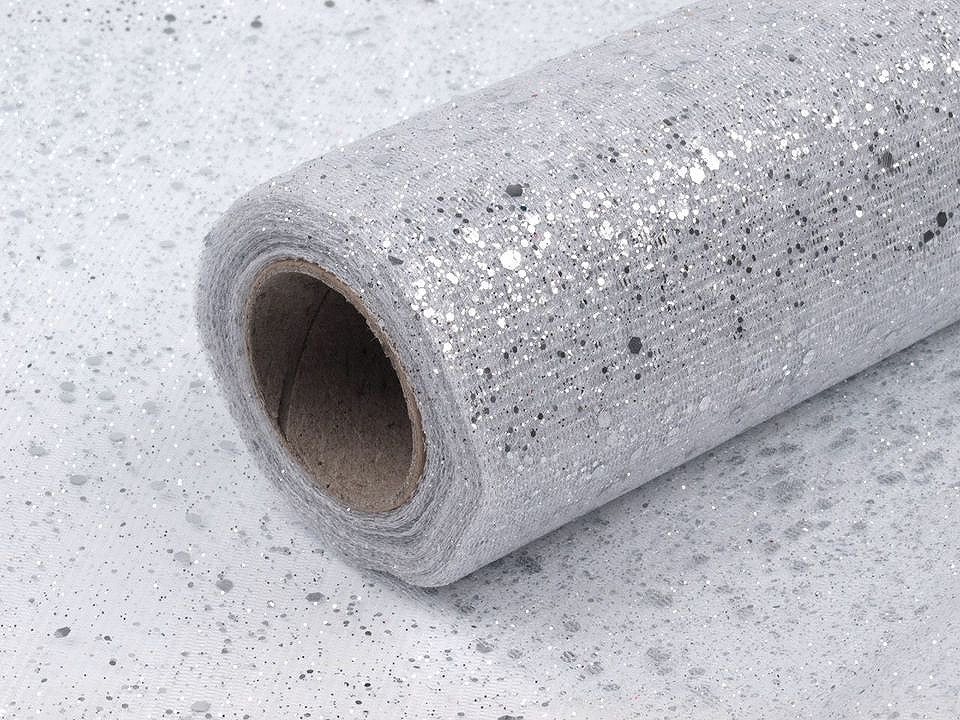 Tull decorativ cu sclipici, lățime 20 cm - Auriu deschis (10 Metri)