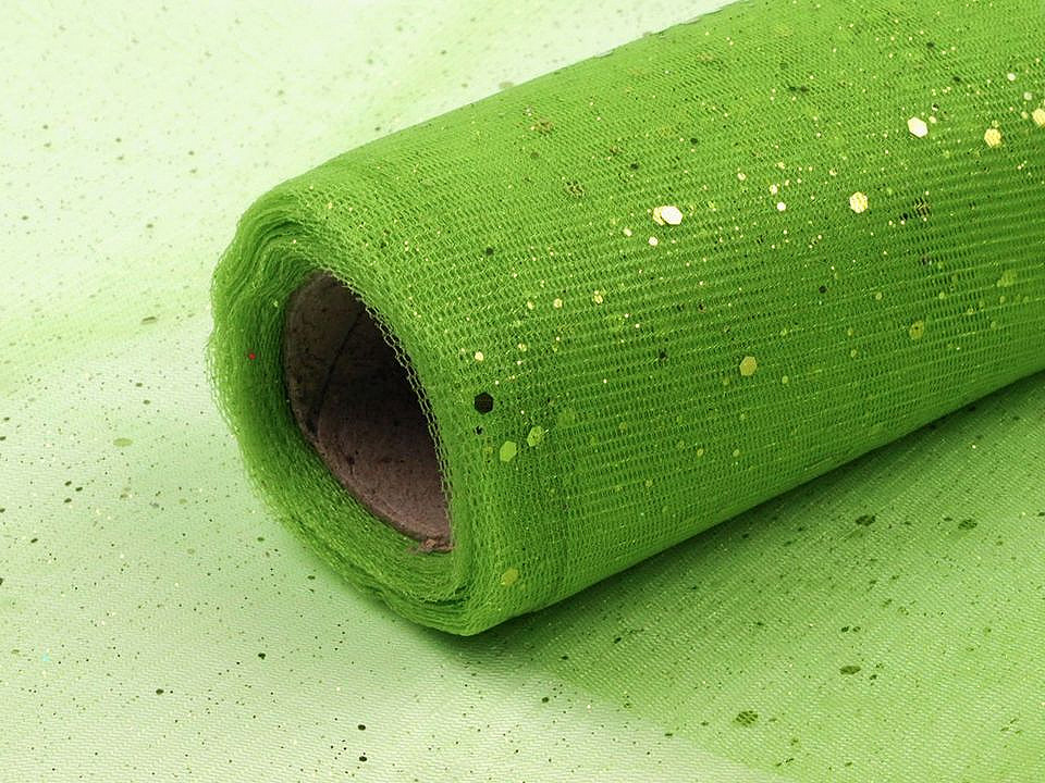 Tull decorativ cu sclipici, lățime 20 cm - Auriu deschis (10 Metri)