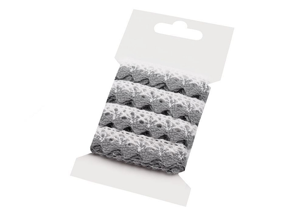 Dantelă bumbac croşetată, lățime 15 mm - Alb (1 Card)