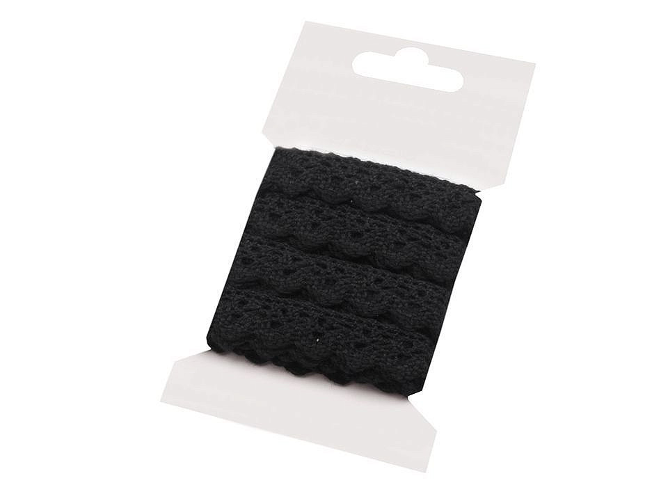 Dantelă bumbac croşetată, lățime 15 mm - Alb (1 Card)