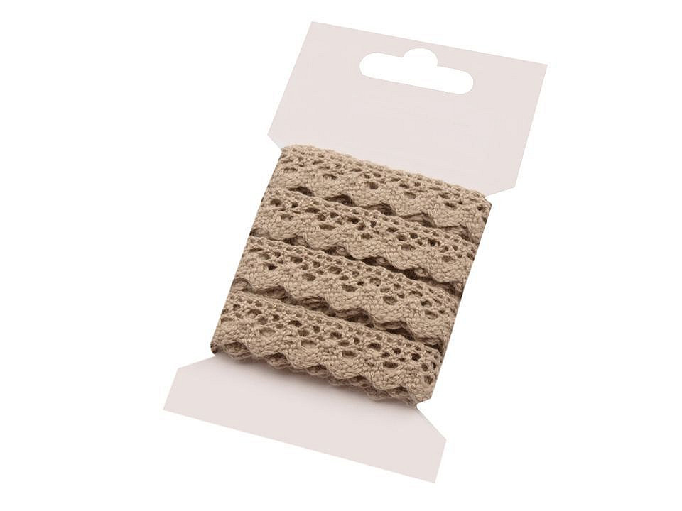 Dantelă bumbac croşetată, lățime 15 mm - Alb (1 Card)