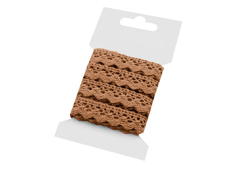 Dantelă bumbac croşetată, lățime 15 mm - Alb (1 Card)