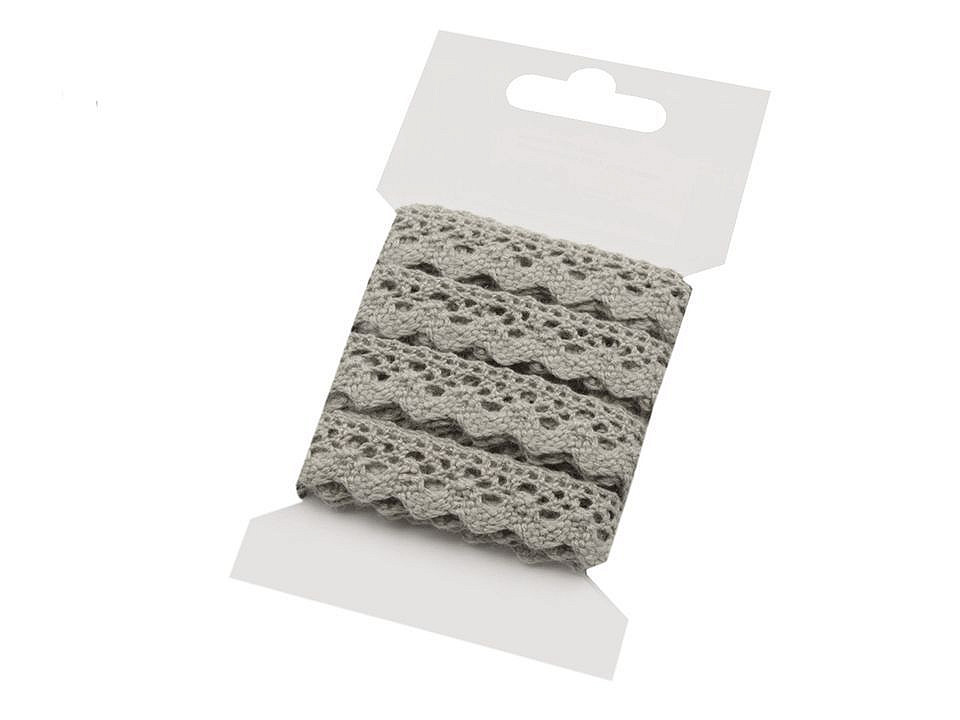 Dantelă bumbac croşetată, lățime 15 mm - Alb (1 Card)