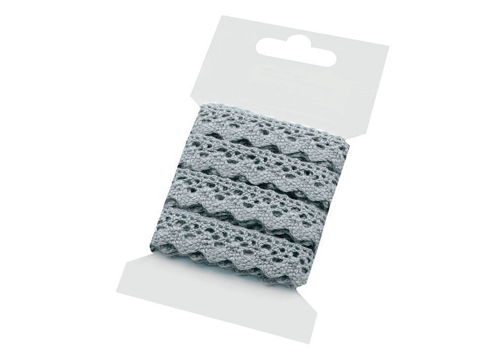Dantelă bumbac croşetată, lățime 15 mm - Alb (1 Card)