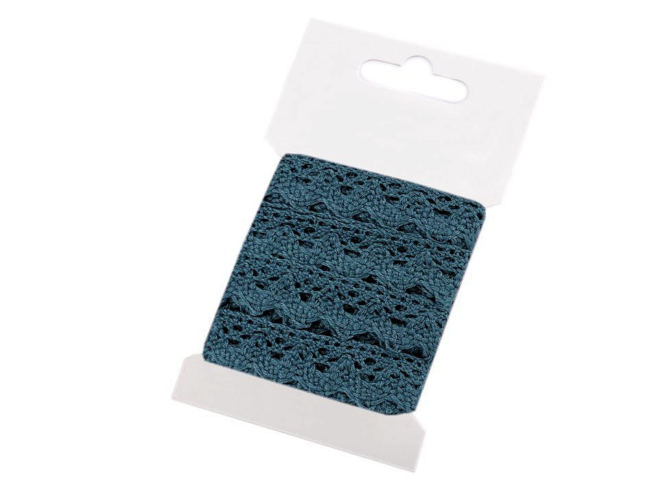 Dantelă bumbac croşetată, lățime 15 mm - Alb (1 Card)
