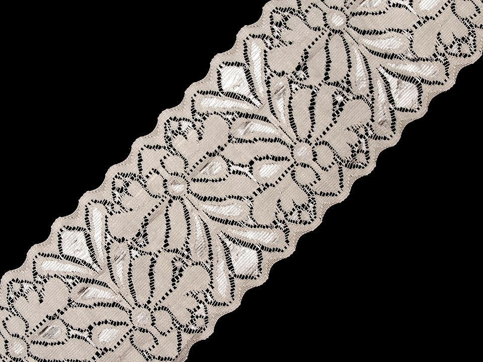 Dantelă elastică, lățime 80 mm - Alb (1 Metru)