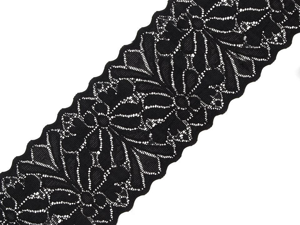 Dantelă elastică, lățime 80 mm - Alb (1 Metru)