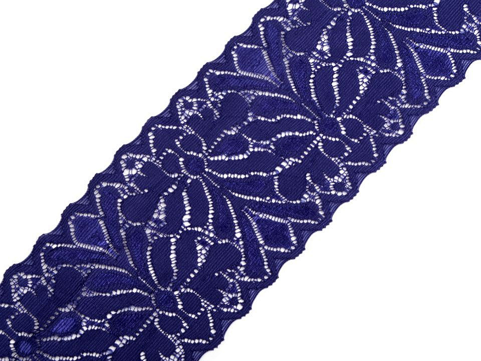 Dantelă elastică, lățime 80 mm - Alb (1 Metru)