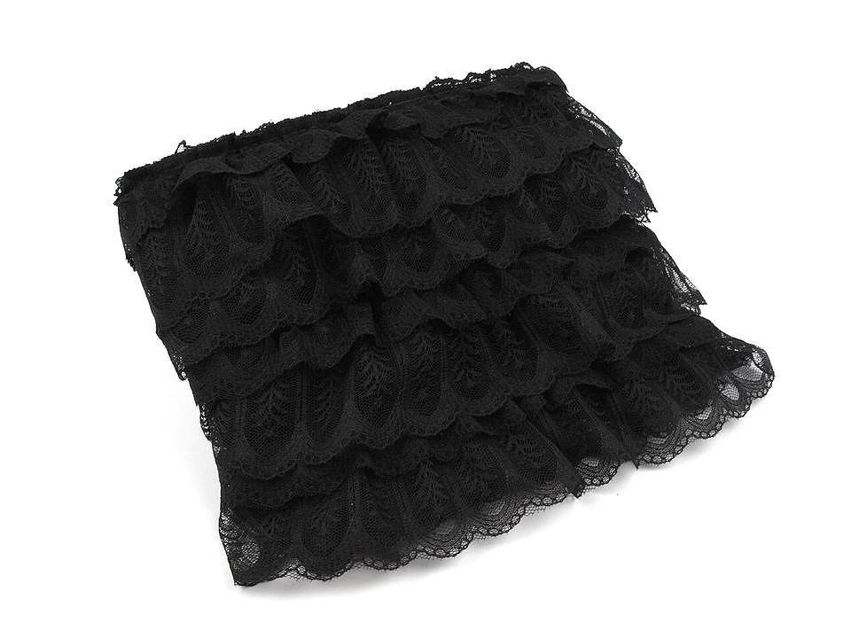 Dantelă sintetică plisată, lățime 85 mm - Roz antic deschis (1 Metru)