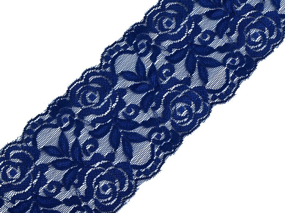 Dantelă elastică, lățime 80-100 mm - Negru (1 Metru)