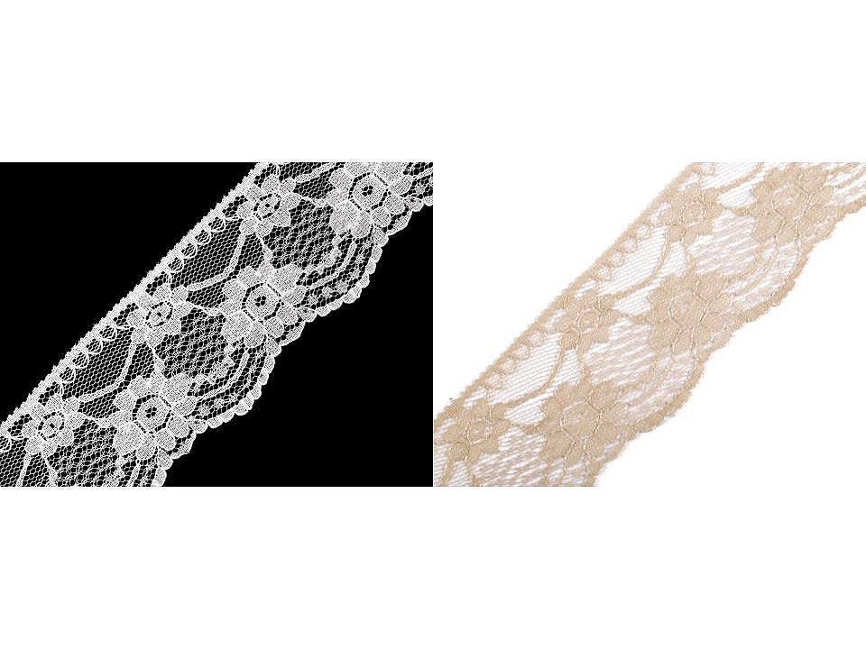 Dantelă sintetică, lățime 50mm - Alb (1 Metru)