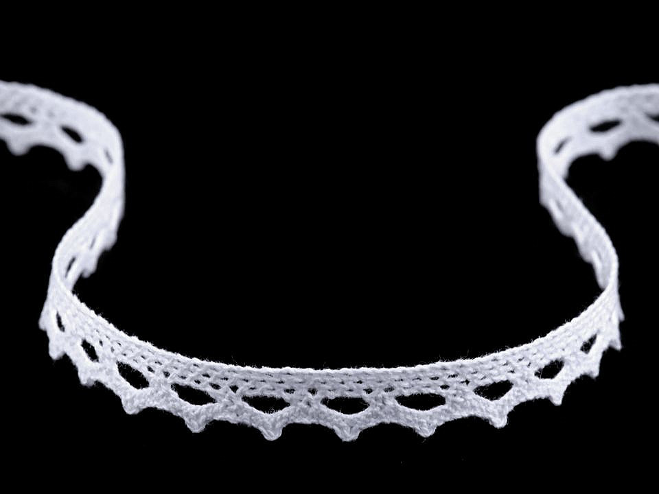 Dantelă bumbac croşetată, lățime 11 mm - Negru (1 Metru)