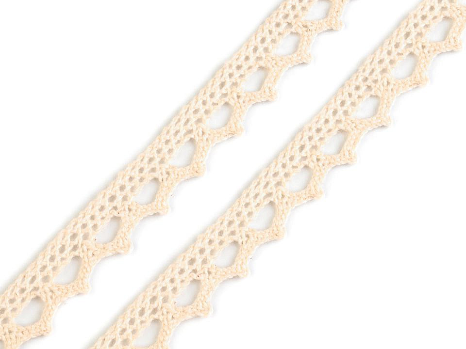 Dantelă bumbac croşetată, lățime 11 mm - Negru (1 Metru)