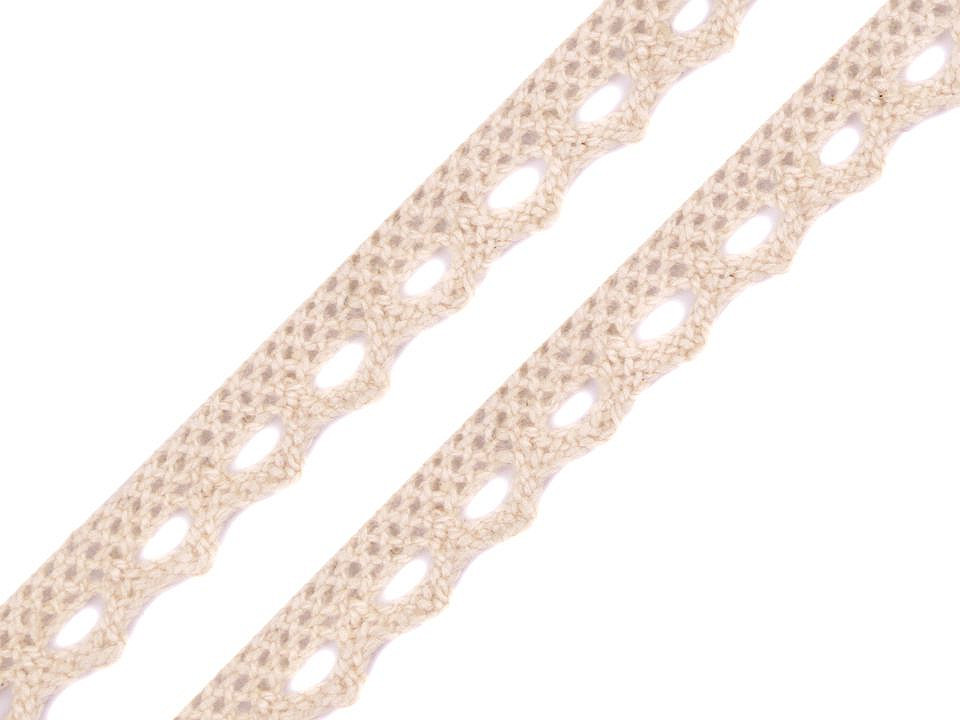 Dantelă bumbac croşetată, lățime 11 mm - Negru (1 Metru)