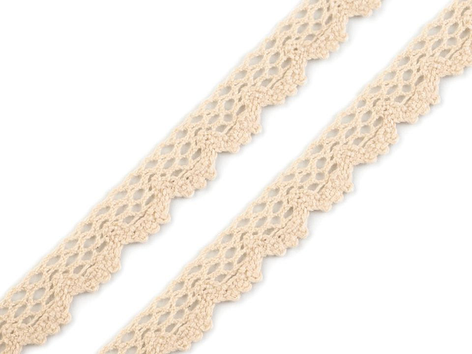 Dantelă bumbac croşetată, lățime 14 mm - Roz (1 Metru)