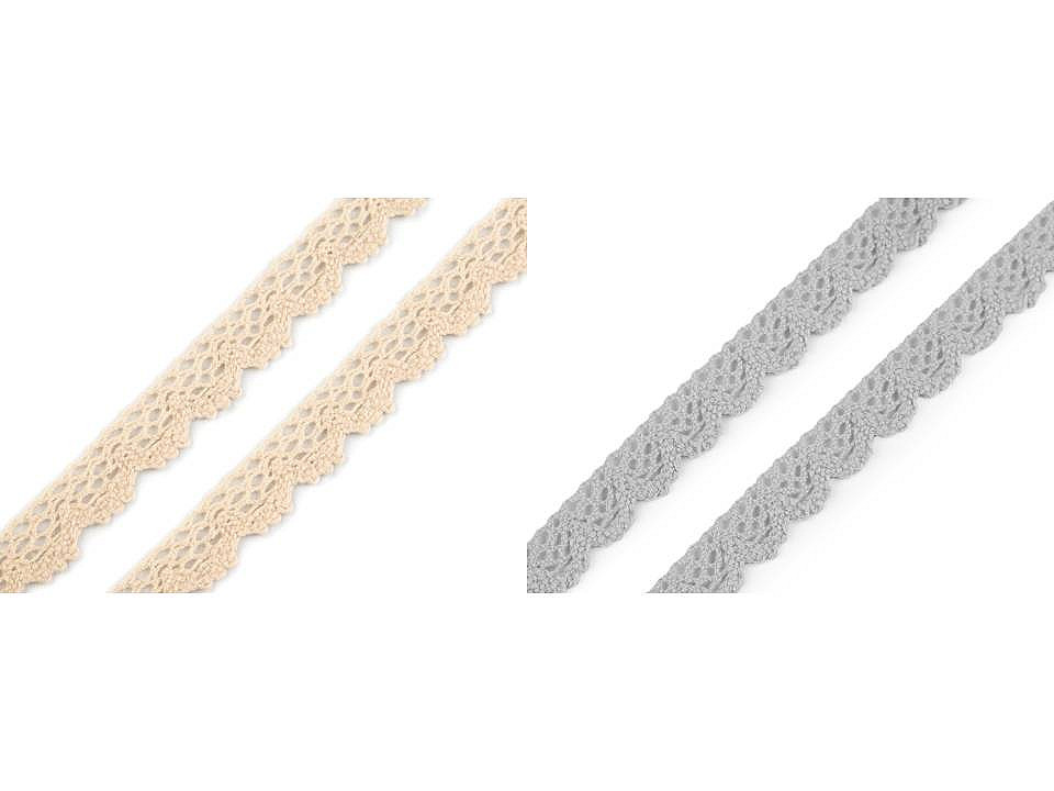 Dantelă bumbac croşetată, lățime 14 mm - Roz (1 Metru)