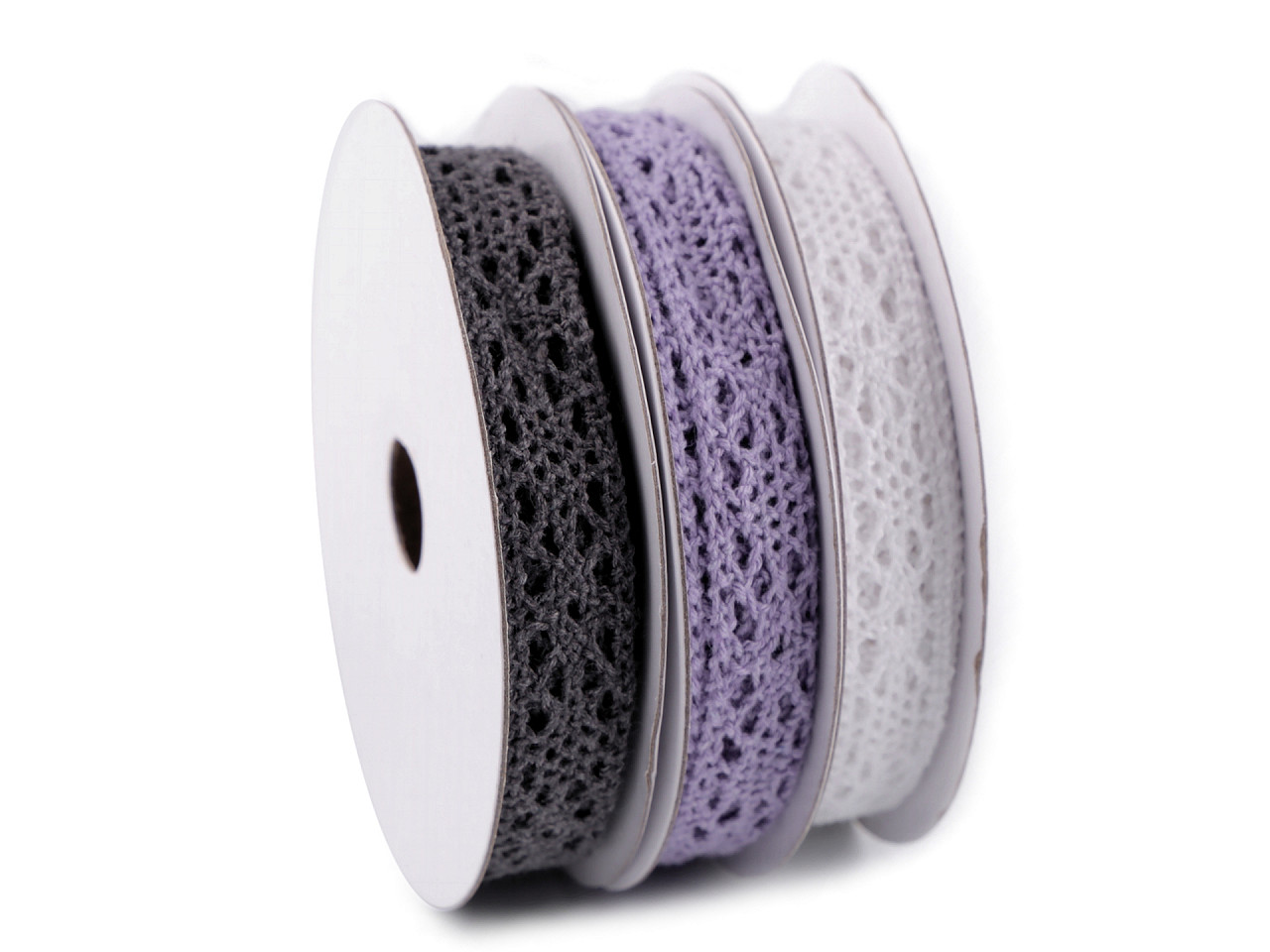 Dantelă bumbac croşetată, mix, lățime 13 mm - Mix nr. 8 (3 Bucăți)