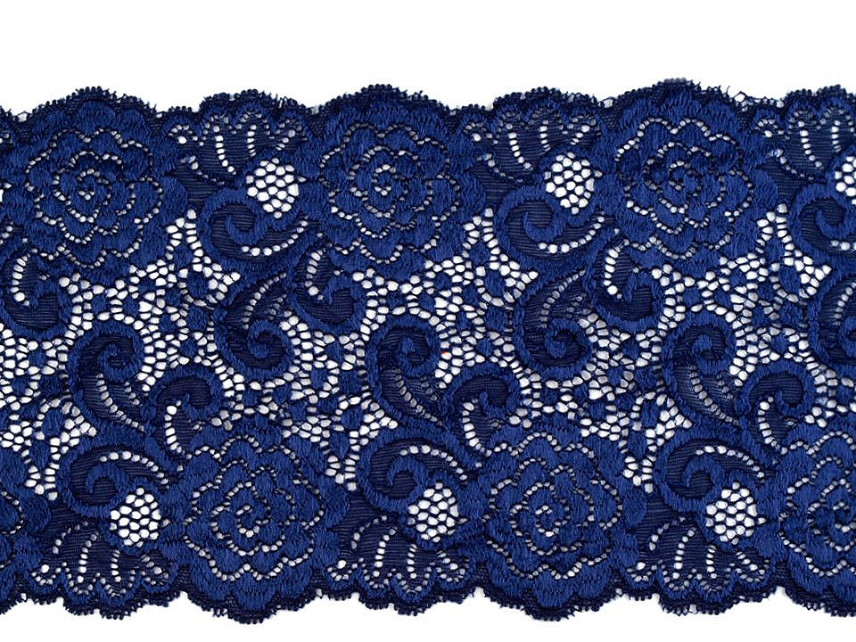 Dantelă elastică, lățime 15 cm - Negru (1 Metru)