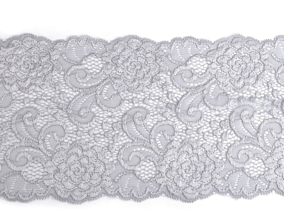 Dantelă elastică, lățime 15 cm - Negru (1 Metru)