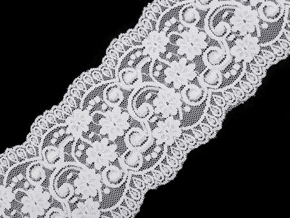Dantelă elastică, lățime 10 cm - Off white (1 Metru)