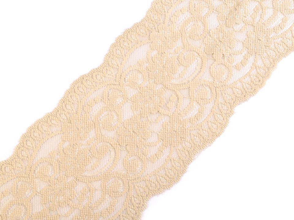 Dantelă elastică, lățime 10 cm - Off white (1 Metru)