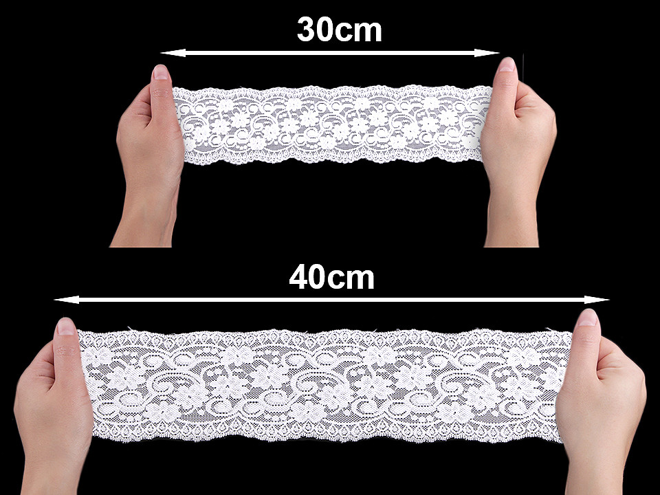 Dantelă elastică, lățime 10 cm - Off white (1 Metru)