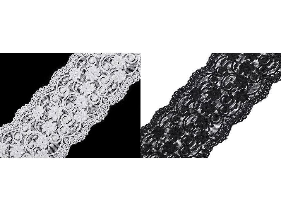 Dantelă elastică, lățime 10 cm - Off white (1 Metru)