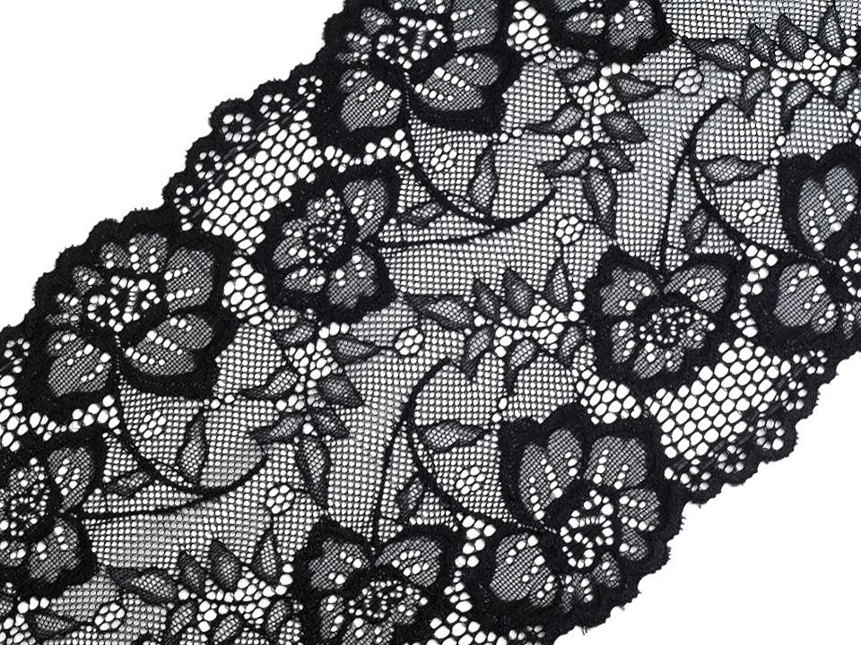 Dantelă elastică, lățime 18,5 cm - Alb (1 Metru)