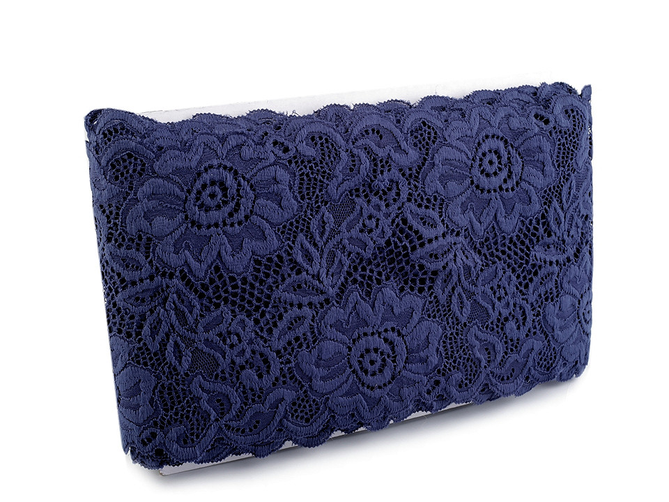 Dantelă elastică, lățime 14 cm - Roșu (1 Metru)