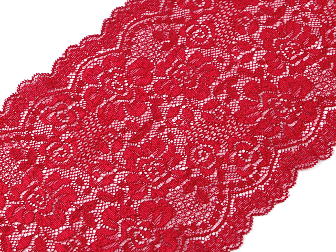 Dantelă elastică, lățime 18 cm - Verde sticlă (1 Metru)