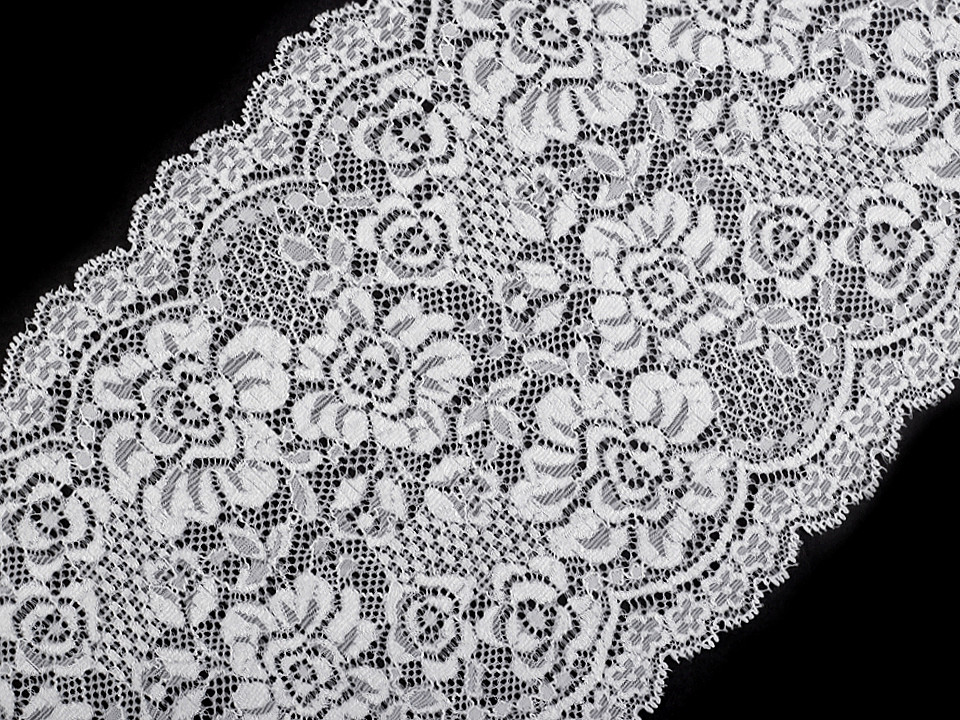 Dantelă elastică, lățime 18 cm - Verde sticlă (1 Metru)