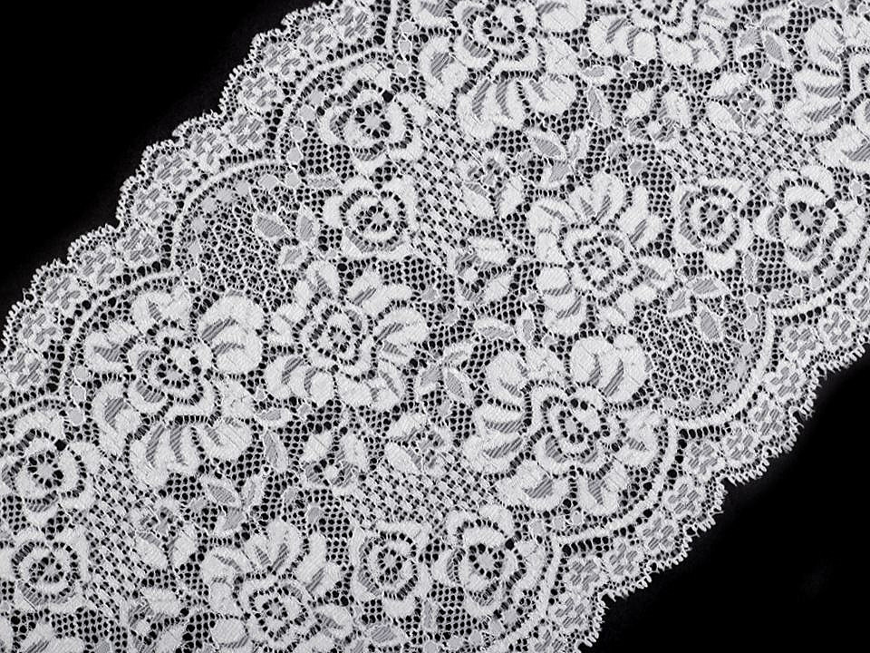 Dantelă elastică, lățime 18 cm - Verde sticlă (1 Metru)