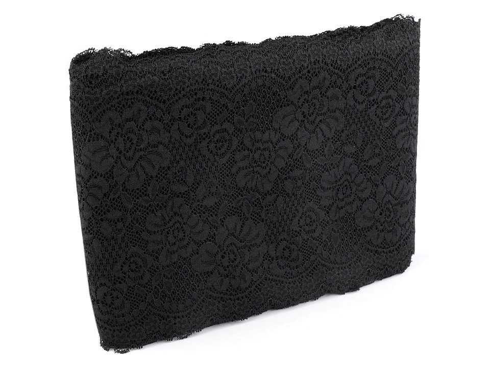 Dantelă elastică, lățime 18 cm - Verde sticlă (1 Metru)