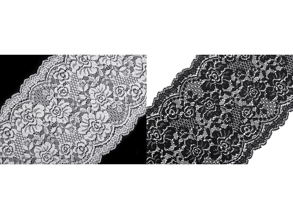 Dantelă elastică, lățime 18 cm - Verde sticlă (1 Metru)