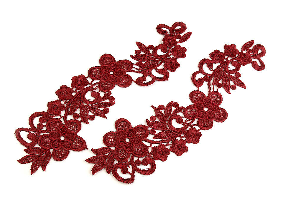 Aplicație din dantelă, 8x27 cm - Alb zăpadă (2 Bucăți)