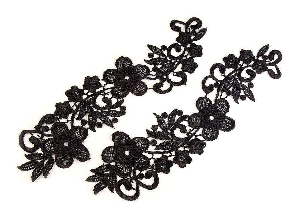 Aplicație din dantelă, 8x27 cm - Alb zăpadă (2 Bucăți)