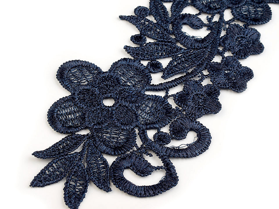 Aplicație din dantelă, 8x27 cm - Alb zăpadă (2 Bucăți)